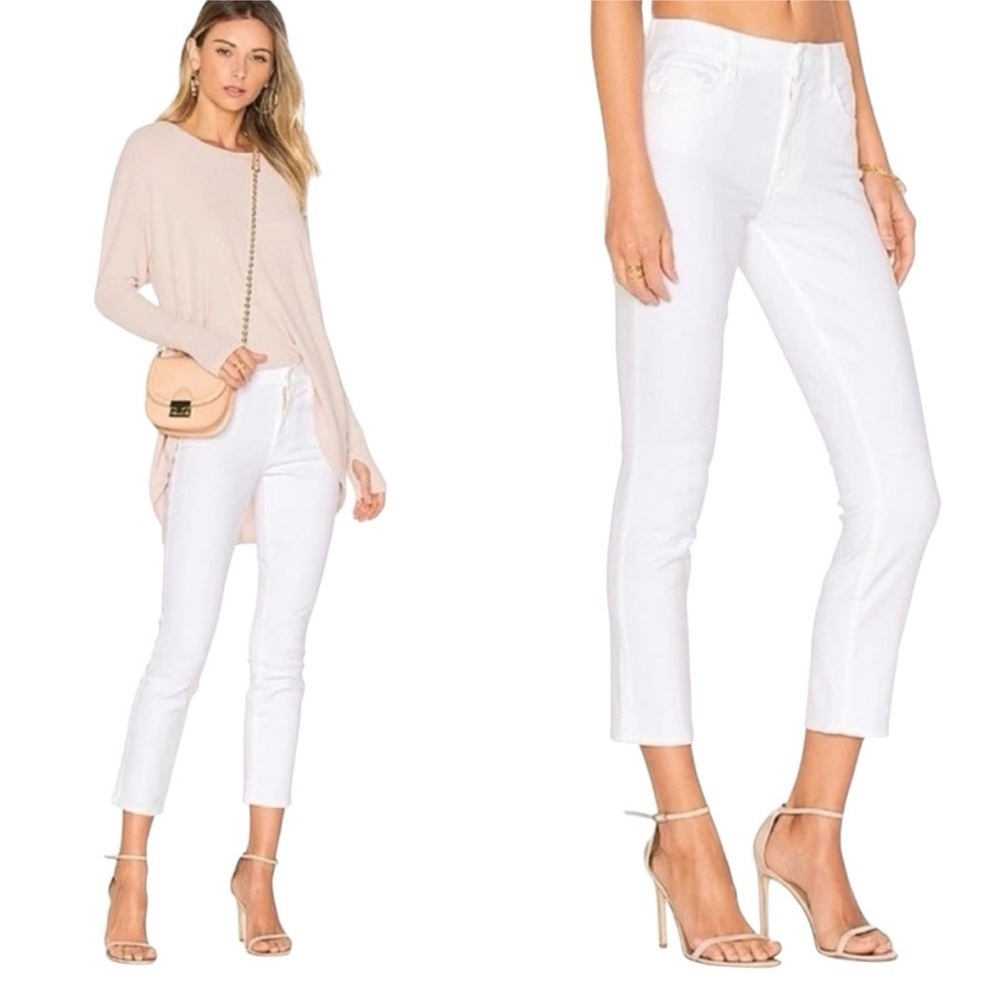 MOTHER The Looker Crop in glass slipper white
